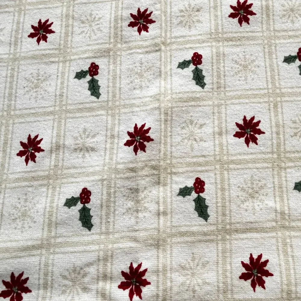 Martha Stewart cotton Christmas tablecloth farmhouse cottage style rectangle